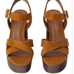 Zara Brown Platform Sandals with Chunky Sole